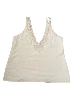 Lady Lynne Vintage Lace-Trim Slip Camisole — Cream